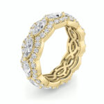 scalloped east-west marquise halo lab grown diamond eternity band in 14K Yellow Gold