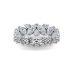 alternating marquise and round lab grown diamond eternity band in 14K White Gold