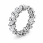 alternating marquise and round lab grown diamond eternity band in 14K White Gold