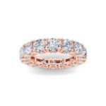 round with diamond side accents lab grown diamond eternity band in 14K Rose Gold