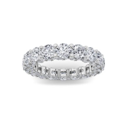 round hidden halo lab grown diamond eternity band in 14K White Gold