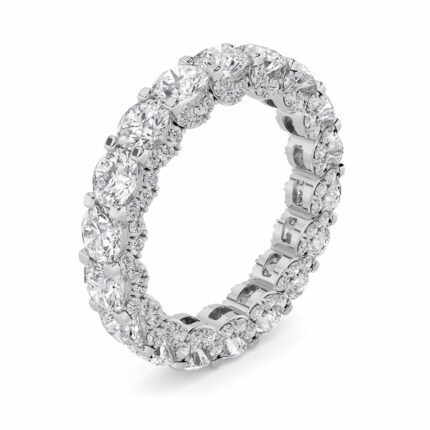 round hidden halo lab grown diamond eternity band in 14K White Gold