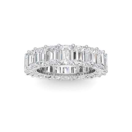 emerald cut with pavé sides lab grown diamond eternity band in 14K White Gold