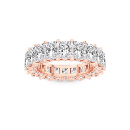radiant cut with pavé sides lab grown diamond eternity band in 14K Rose Gold