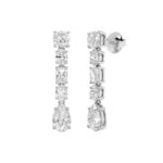 6.5ct Lab Grown Cushion, Radiant & Pear Drop Earrings in 14K White Gold