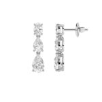 5ct Lab Grown Oval & Pear Diamond Drop Earrings in 14K White Gold