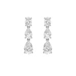 5ct Lab Grown Oval & Pear Diamond Drop Earrings in 14K White Gold
