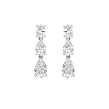 5ct Lab Grown Oval & Pear Diamond Drop Earrings in 14K White Gold