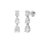 5ct Lab Grown Oval & Pear Diamond Drop Earrings in 14K White Gold