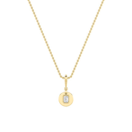 1 CT emerald cut mini tag lab grown diamond pendant in 14K Yellow Gold