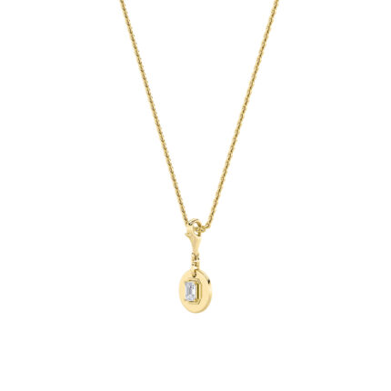 1 CT emerald cut mini tag lab grown diamond pendant in 14K Yellow Gold
