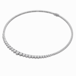 graduated three-prong lab grown diamond tennis necklace in 14K White Gold