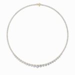 graduated three-prong lab grown diamond tennis necklace in 14K Yellow Gold