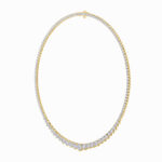 graduated three-prong lab grown diamond tennis necklace in 14K Yellow Gold