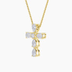 2.5 CT pear tipped cross lab grown diamond pendant in 14K Yellow Gold