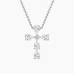 2.5 CT pear tipped cross lab grown diamond pendant in 14K White Gold