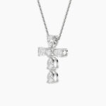 2.5 CT pear tipped cross lab grown diamond pendant in 14K White Gold