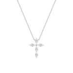 2 CT marquise starburst cross lab grown diamond pendant in 14K White Gold