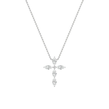 2 CT marquise starburst cross lab grown diamond pendant in 14K White Gold