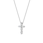 2 CT marquise starburst cross lab grown diamond pendant in 14K White Gold