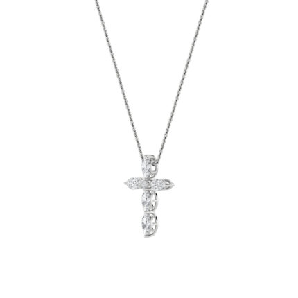 2 CT marquise starburst cross lab grown diamond pendant in 14K White Gold