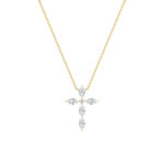 2 CT marquise starburst cross lab grown diamond pendant in 14K Yellow Gold