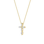 2 CT marquise starburst cross lab grown diamond pendant in 14K Yellow Gold