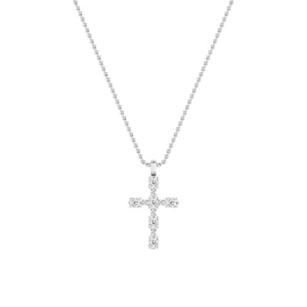 2 CT oval cross lab grown diamond pendant in 14K White Gold