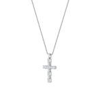 2 CT oval cross lab grown diamond pendant in 14K White Gold