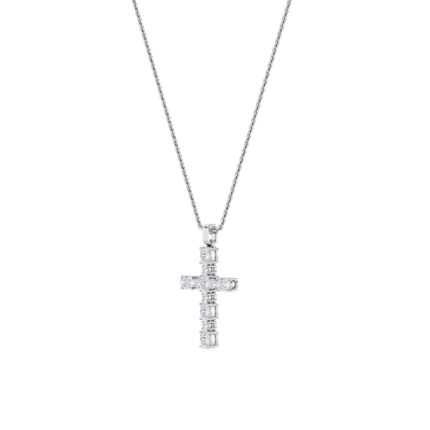 2 CT oval cross lab grown diamond pendant in 14K White Gold