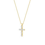 2 CT oval cross lab grown diamond pendant in 14K Yellow Gold