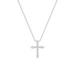 1.5 CT pear bezel cross lab grown diamond pendant in 14K White Gold
