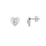 heart plate emerald cut lab grown diamond studs in 14K White Gold