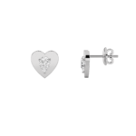 heart plate pear lab grown diamond studs in 14K White Gold