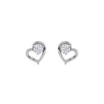 open heart round lab grown diamond studs in 14K White Gold