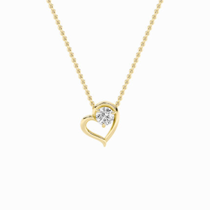 0.5 CT round open heart lab grown diamond pendant in 14K Yellow Gold