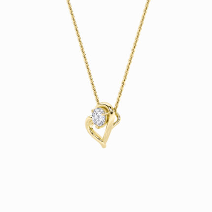0.5 CT round open heart lab grown diamond pendant in 14K Yellow Gold