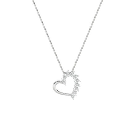 2 CT marquise flame open heart lab grown diamond pendant in 14K White Gold