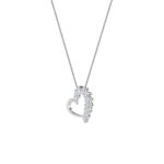 2 CT marquise flame open heart lab grown diamond pendant in 14K White Gold