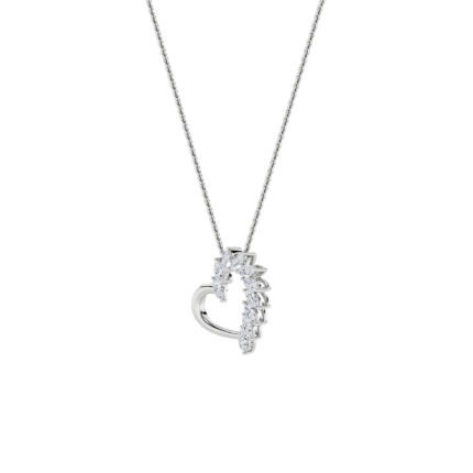 2 CT marquise flame open heart lab grown diamond pendant in 14K White Gold