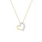 2 CT marquise flame open heart lab grown diamond pendant in 14K Yellow Gold