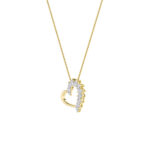 2 CT marquise flame open heart lab grown diamond pendant in 14K Yellow Gold
