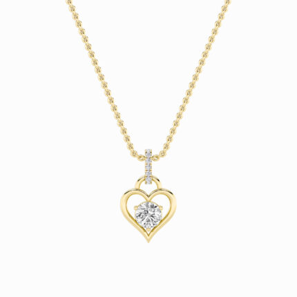 1.5 CT round heart drop lab grown diamond pendant in 14K Yellow Gold