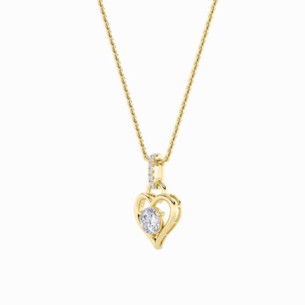 1.5 CT round heart drop lab grown diamond pendant in 14K Yellow Gold