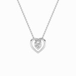 1 CT round heart within a heart lab grown diamond pendant in 14K White Gold