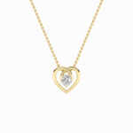 1 CT round heart within a heart lab grown diamond pendant in 14K Yellow Gold