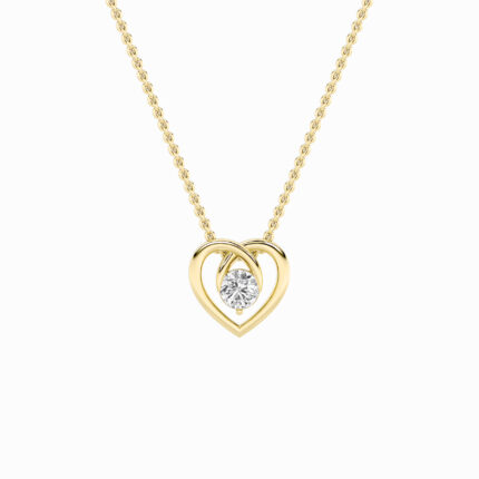 1 CT round heart within a heart lab grown diamond pendant in 14K Yellow Gold
