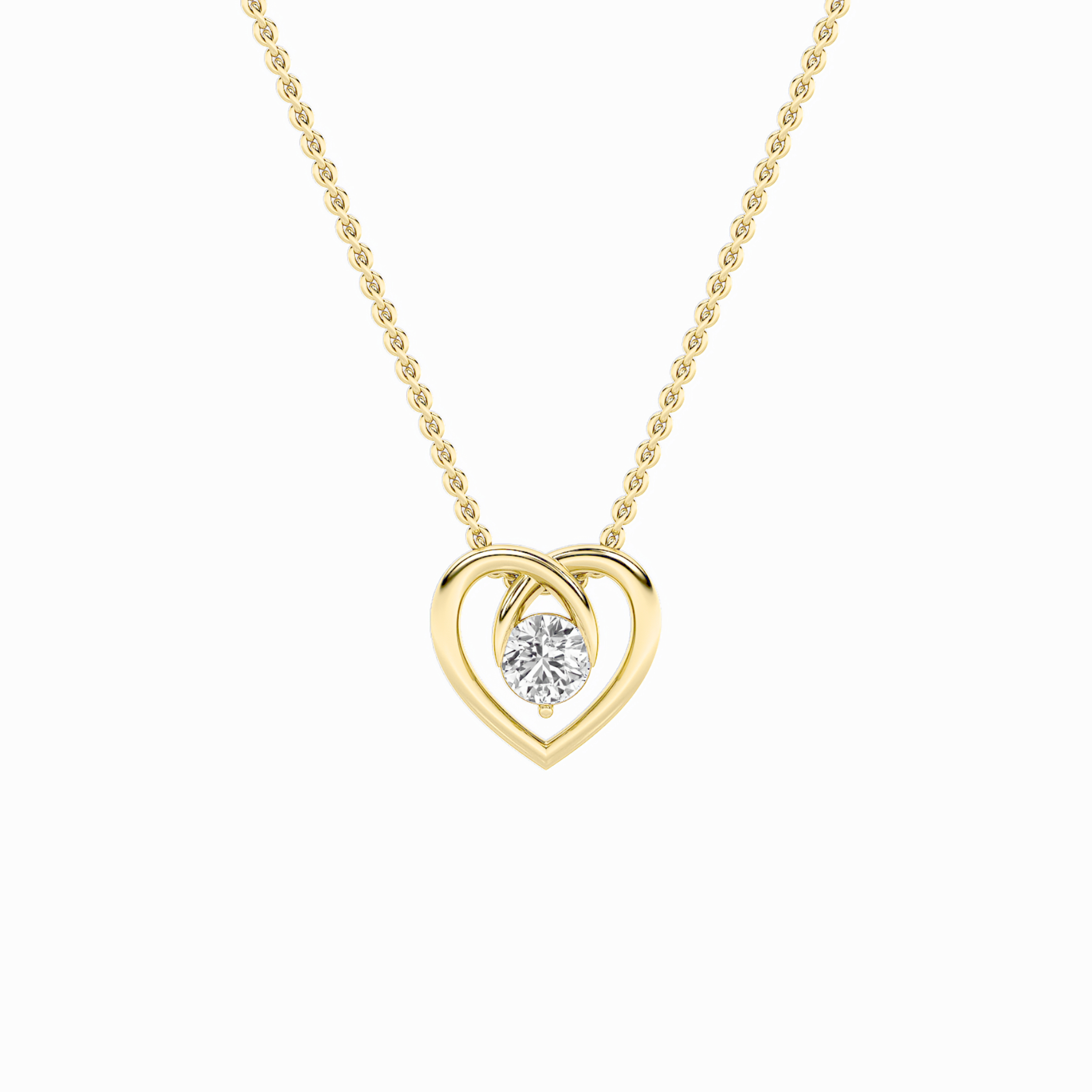 1 CT round heart within a heart lab grown diamond pendant in 14K Yellow Gold