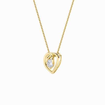 1 CT round heart within a heart lab grown diamond pendant in 14K Yellow Gold