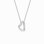 2.5 CT marquise accent open heart lab grown diamond pendant in 14K White Gold